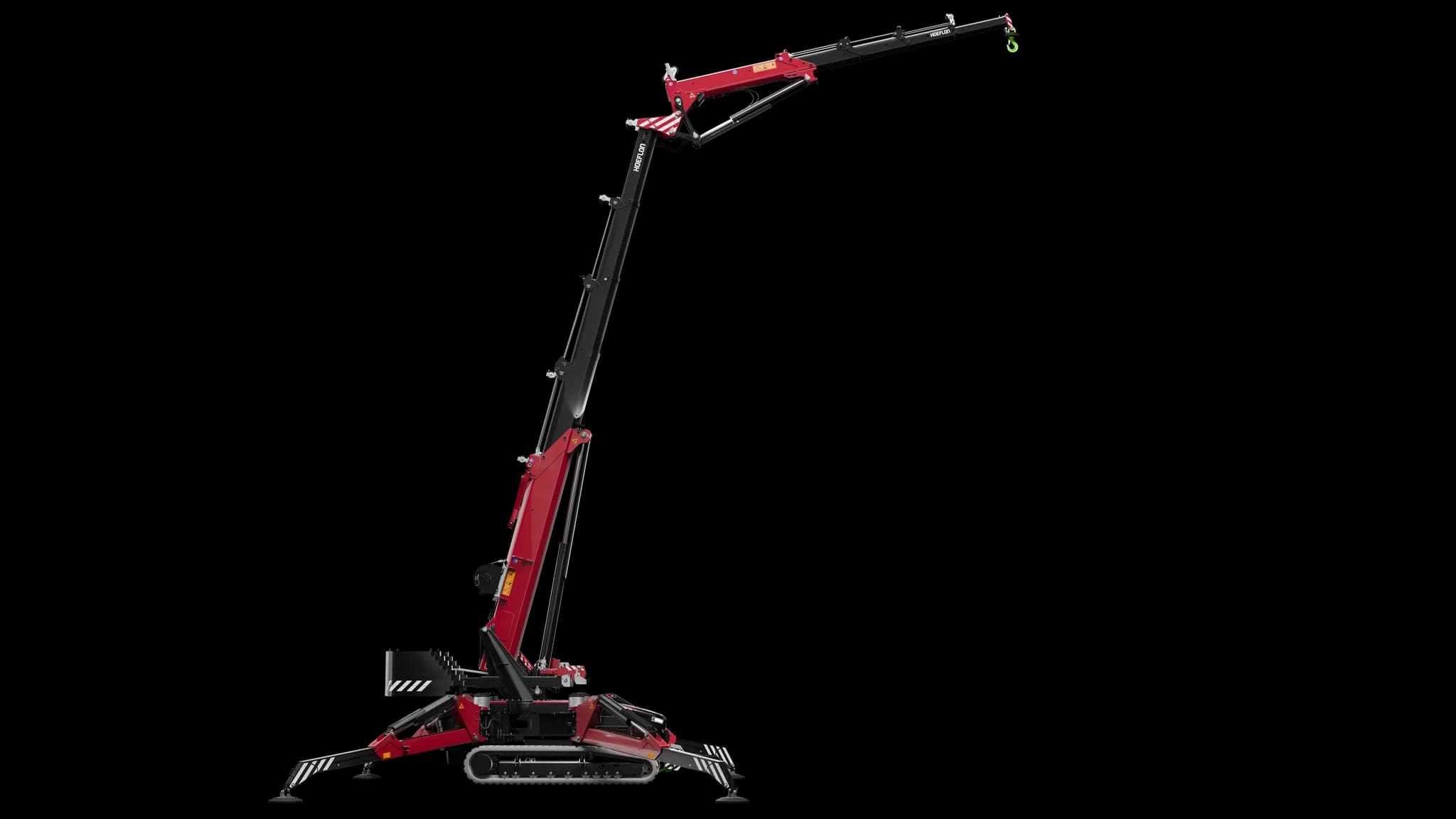 C30e in werkstand met gedeeltelijke giekuitslag, rechter aanzicht